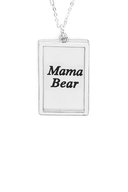 Myn1421mgma - "Mama Bear" Etched Brass Box Pendant Necklace