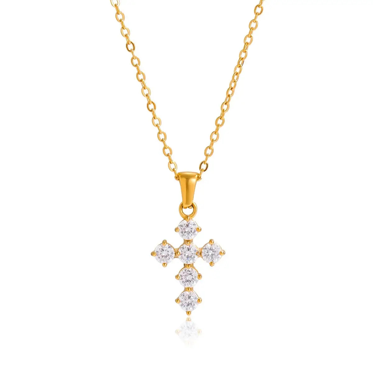 Mini Gold CZ Cross Necklace