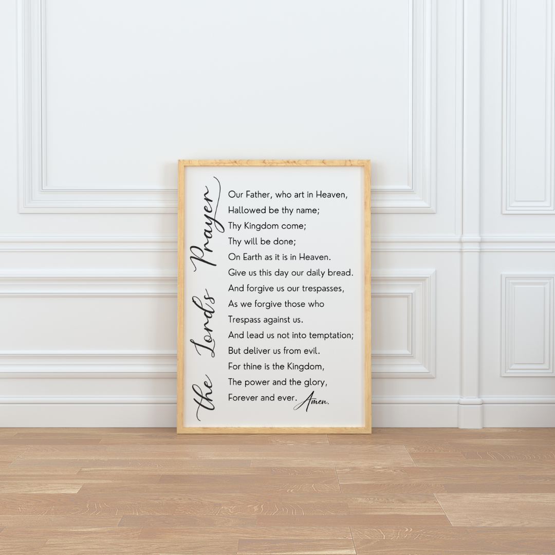The Lord’s Prayer Scripture Verse Wall Art Print – Minimalist Christian Typography Canvas | Zenys Inspirations