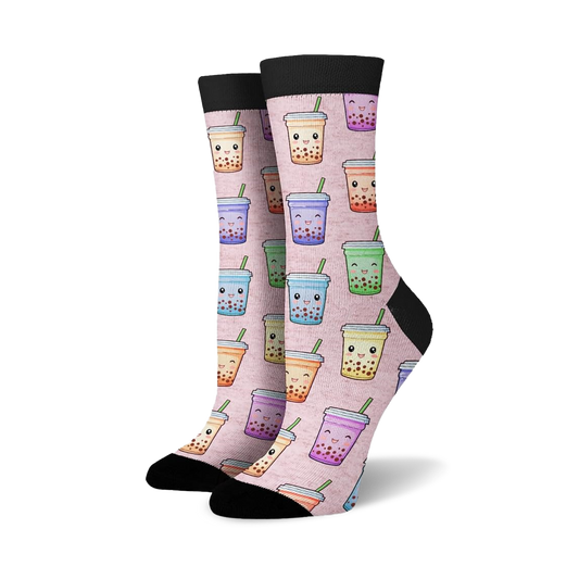 Kawaii Boba Crew Socks – Cute Bubble Tea Fashion for Women