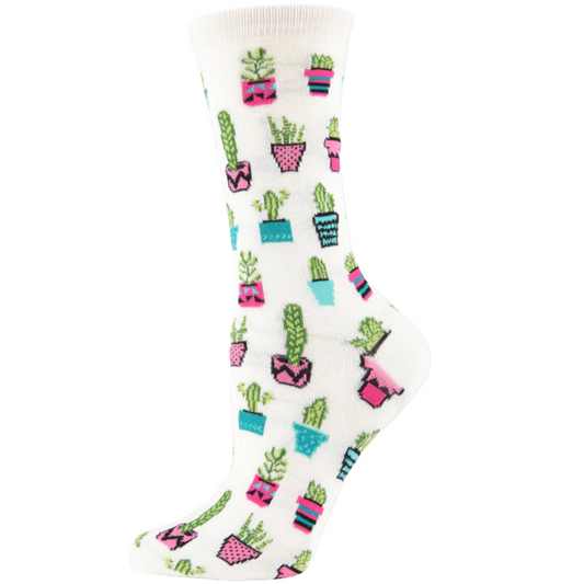 Potted Cacti Socks - Ivory