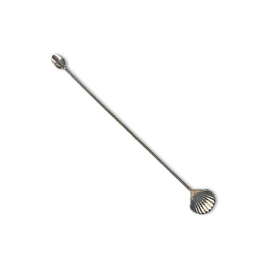 Silver Prickly Cockle & Cowrie Cocktail Stirrer - Elegant Barware for Elevated Entertaining