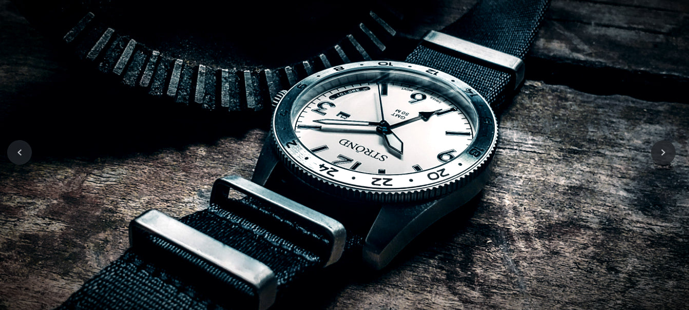 STROND SSC-101 24h GMT, All Stainless Steel &amp; Cream