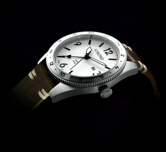 STROND SSC-101 24h GMT, All Stainless Steel &amp; Cream