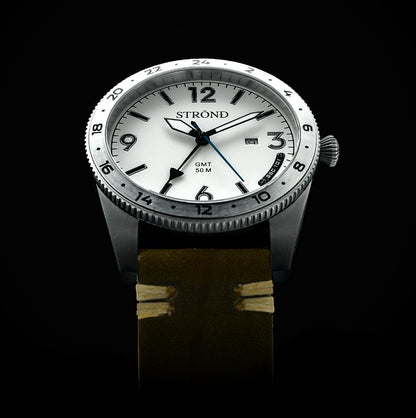 STROND SSC-101 24h GMT, All Stainless Steel &amp; Cream