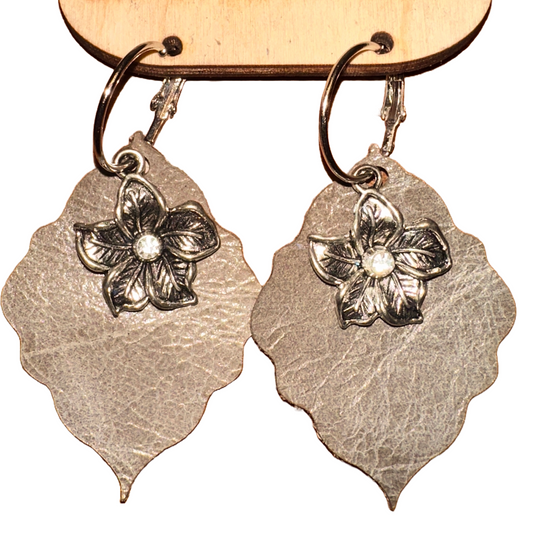Scalloped Leather Flower Earrings