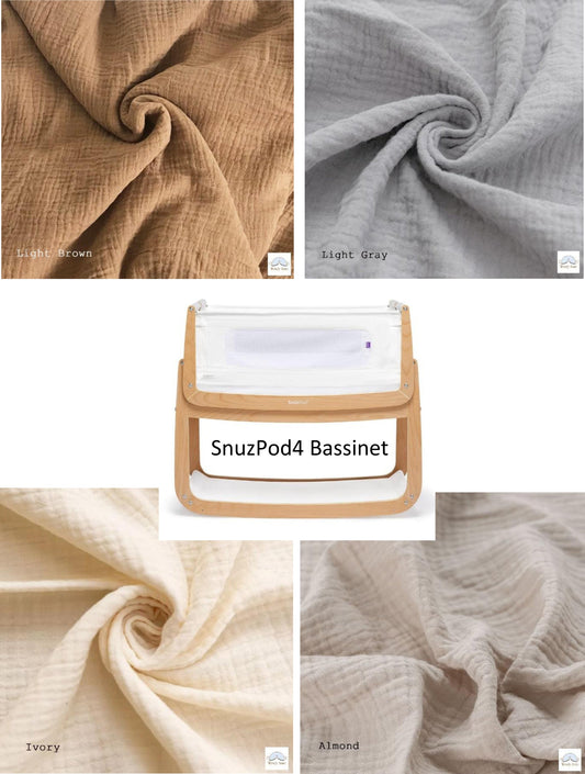 SnuzPod 4 Bassinet Cradle – Custom Made Organic Cotton Gauze Fitted Sheet