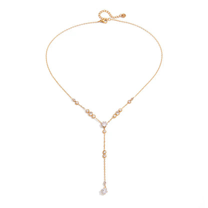 Solitaire Drop Lariat Necklace Water Resistant