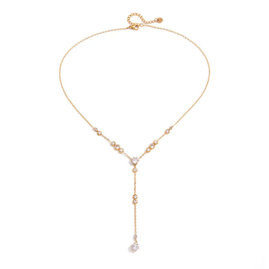 Solitaire Drop Lariat Necklace Water Resistant
