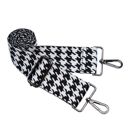 Adjustable Houndstooth Guitar Strap with Gunmetal Hardware