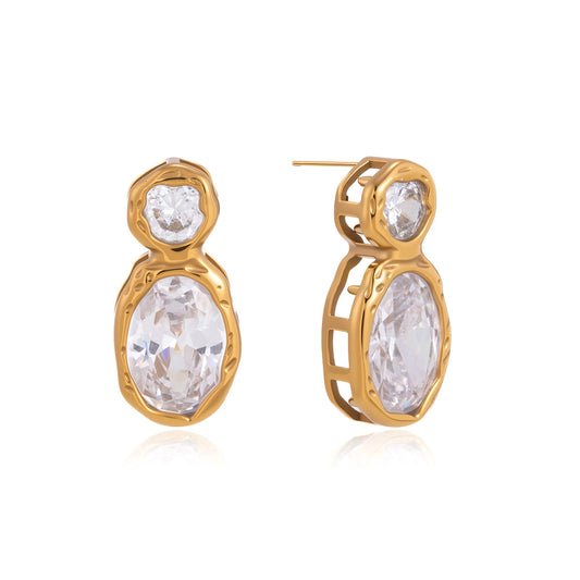 Luna Bezel CZ Drop Earrings