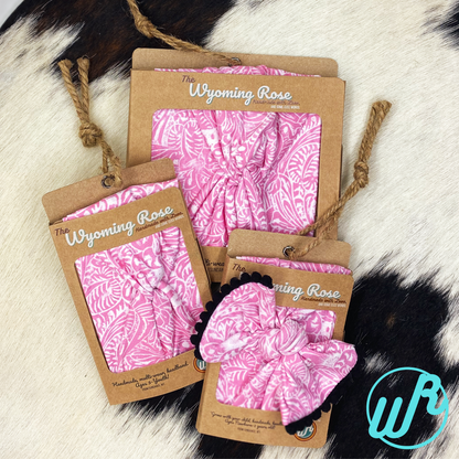 Tooled Leather Pink Headband