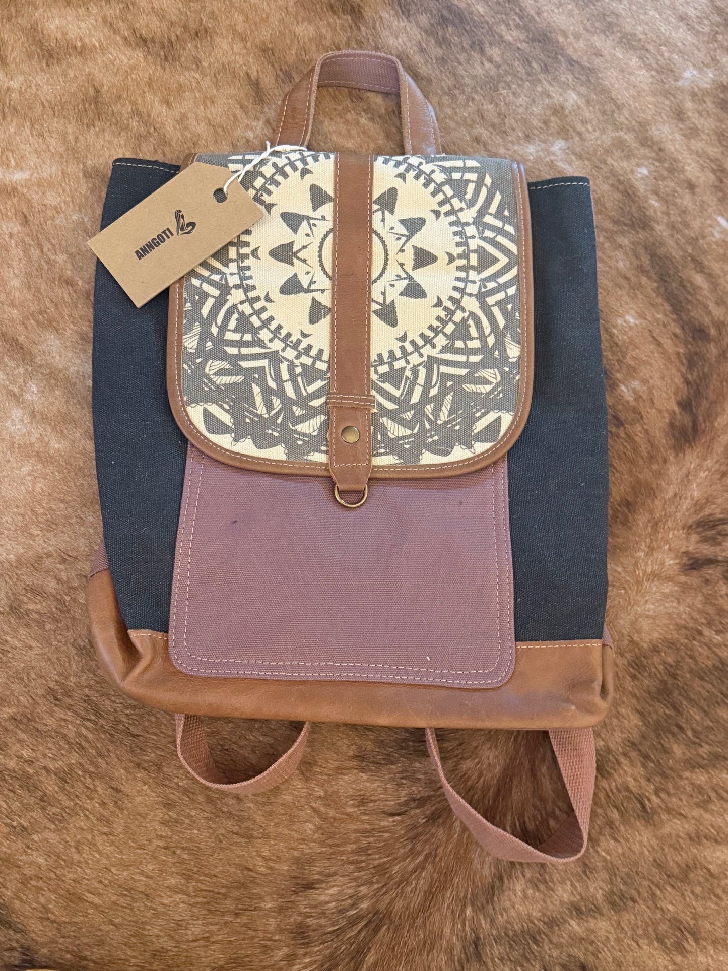 Urban Treasures Mandala Canvas & Leather Backpack – B1003