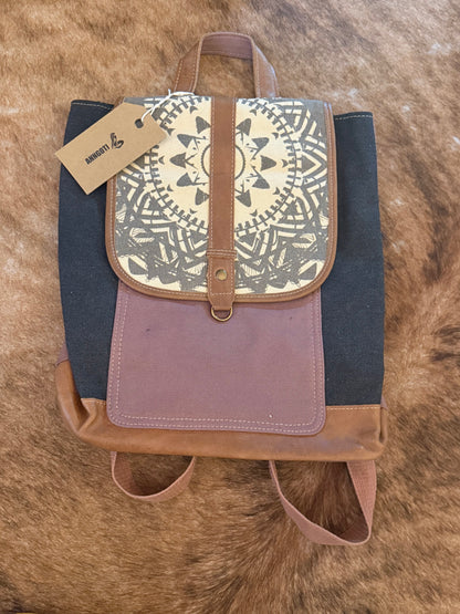 Urban Treasures Mandala Canvas & Leather Backpack – B1003