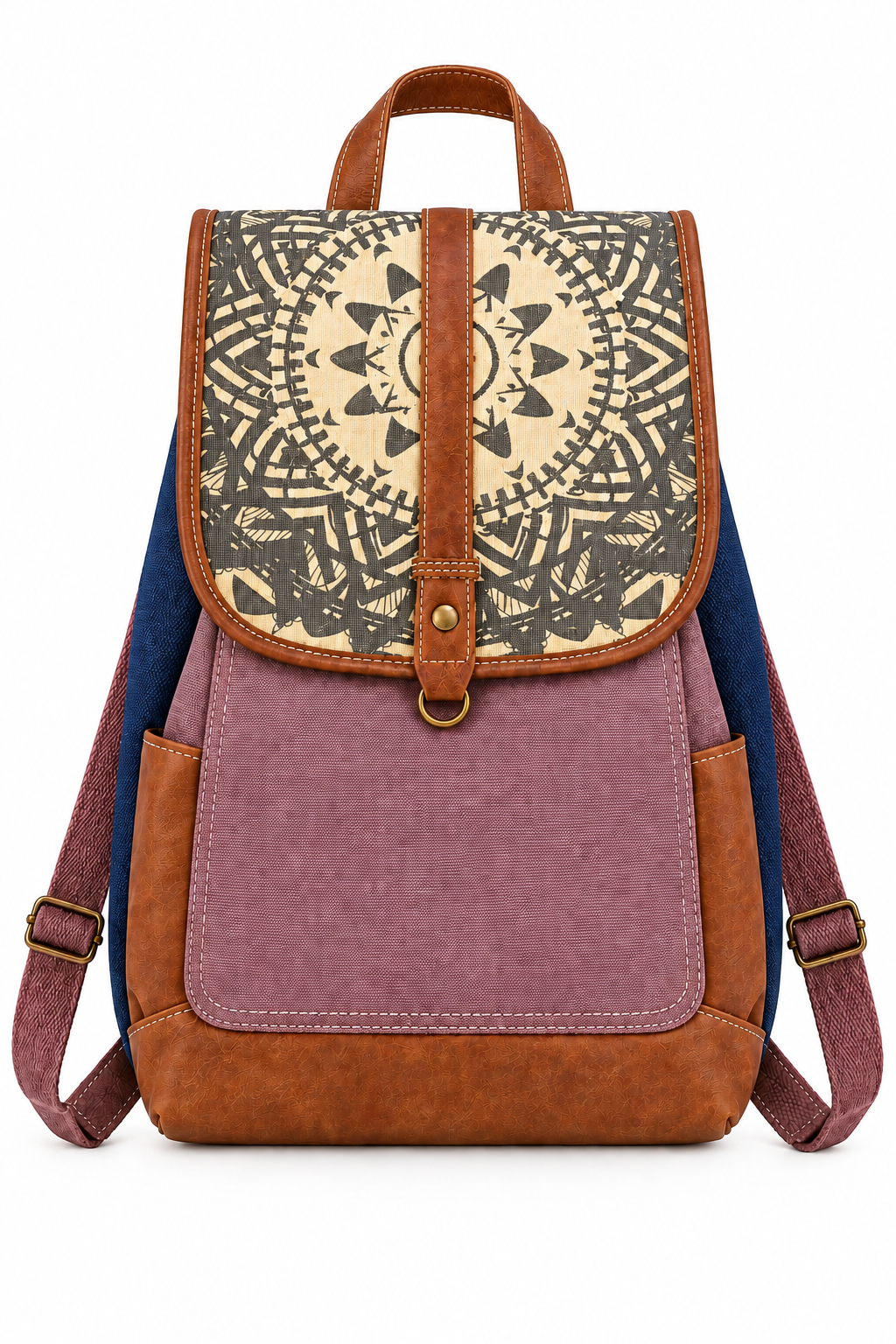 Urban Treasures Mandala Canvas & Leather Backpack – B1003