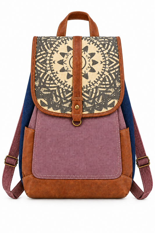 Urban Treasures Mandala Canvas & Leather Backpack – B1003