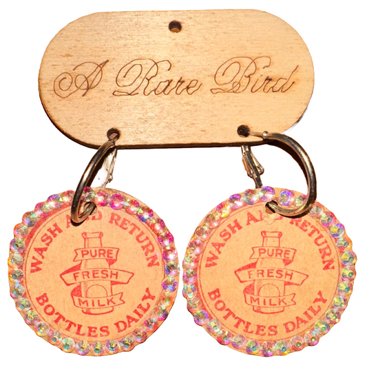 Vintage Milk Bottle Cap Earrings
