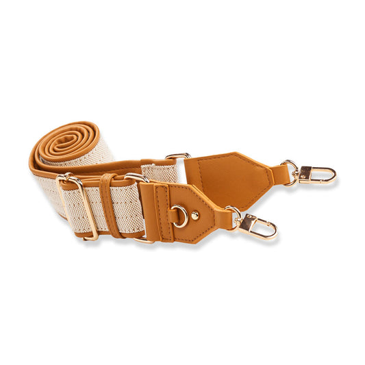 Oatmeal Canvas & Vegan Leather Strap-Gold Hardware