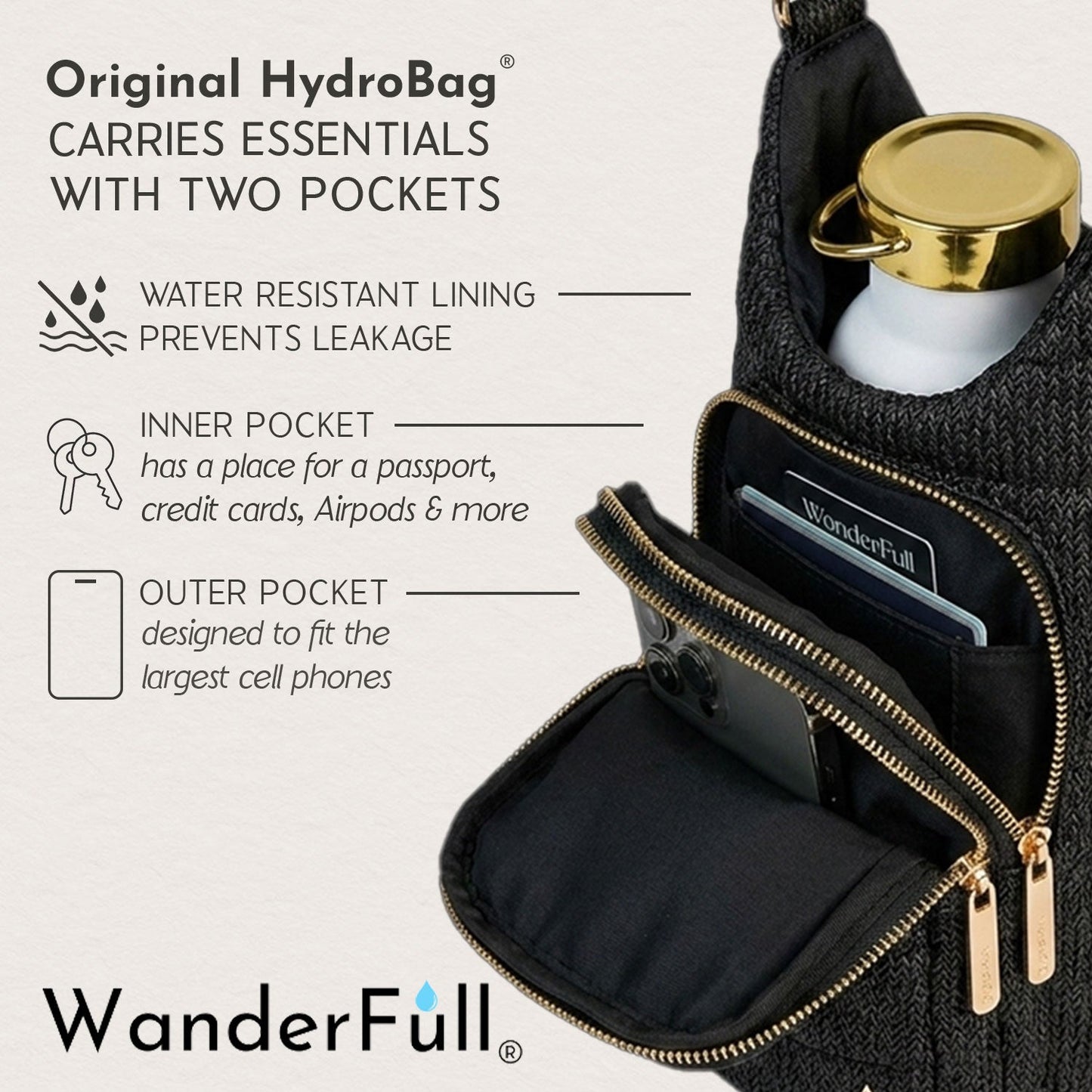 Black Faux Raffia HydroBag®