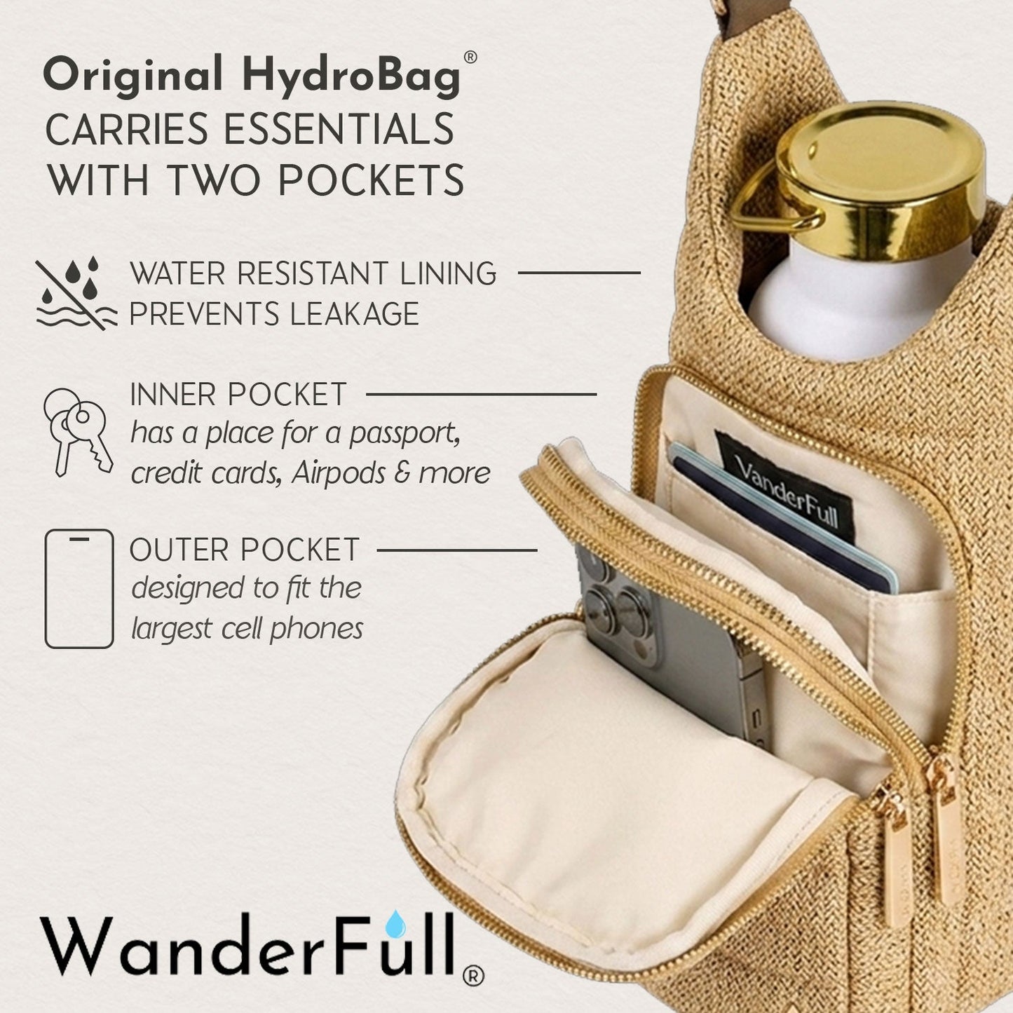 Natural Faux Raffia HydroBag®