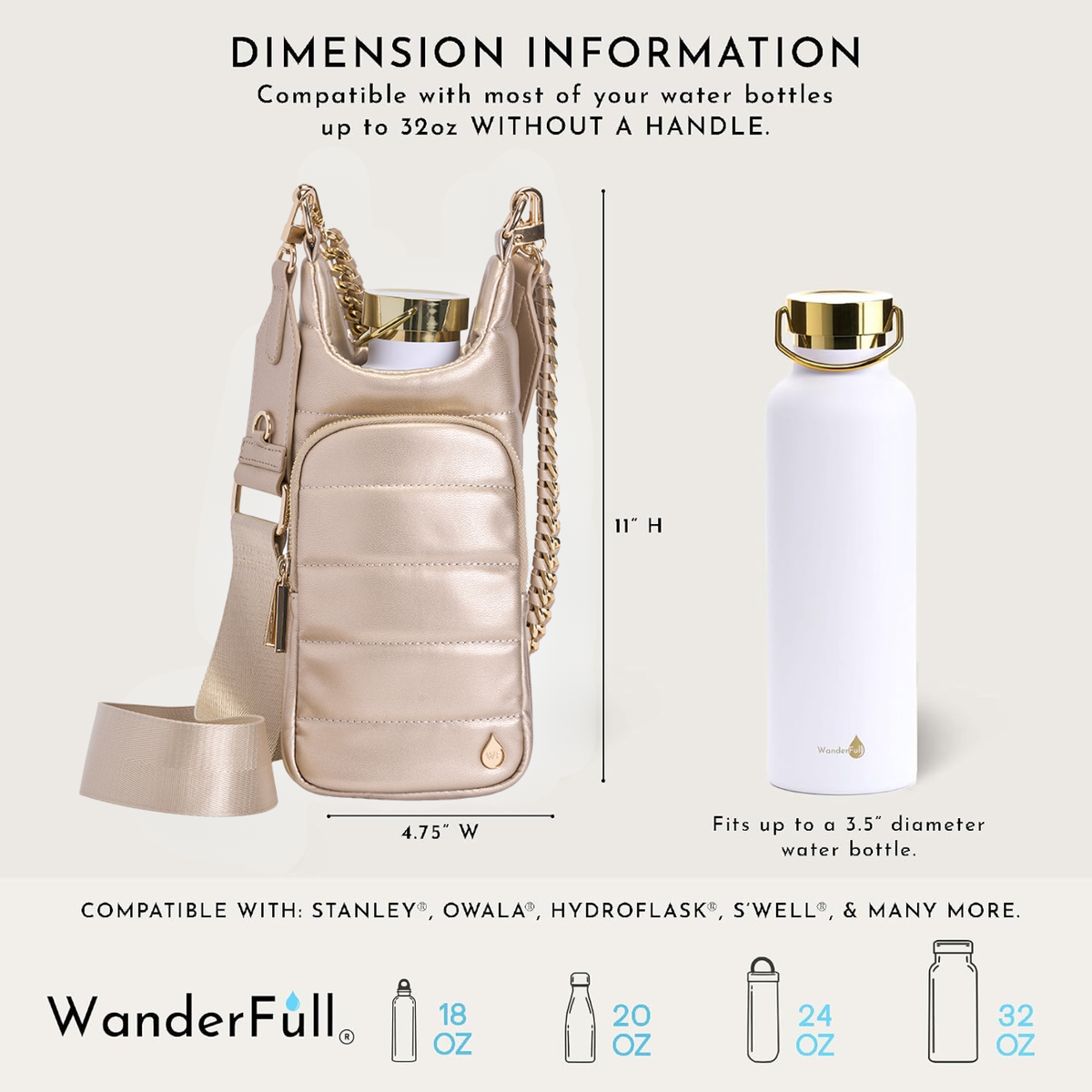 Soft Gold Vegan Leather HydroBag® with Strap Bundle