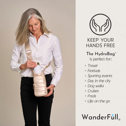 Soft Gold Vegan Leather HydroBag® with Strap Bundle