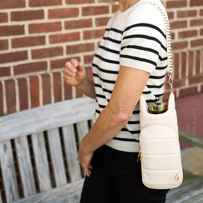 Ivory Vegan Leather Gold Chain Strap