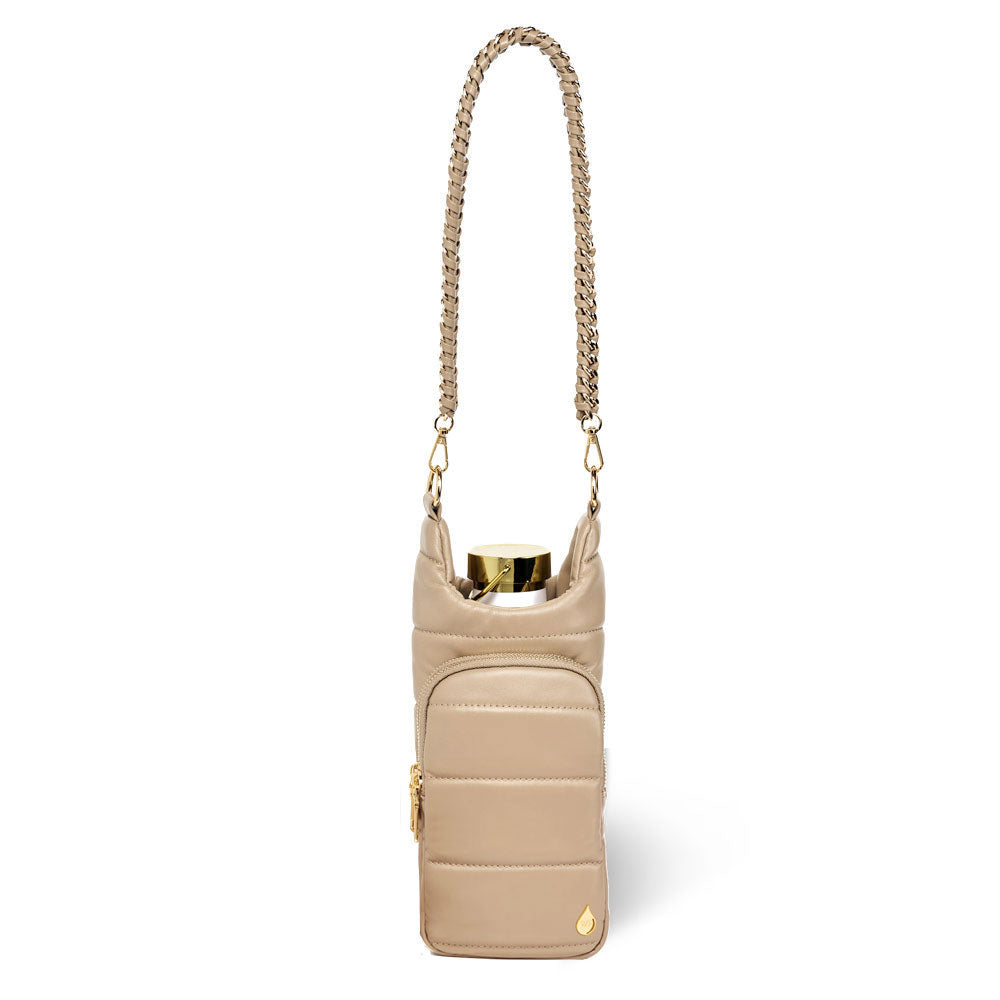 Taupe Vegan Leather Gold Chain Strap