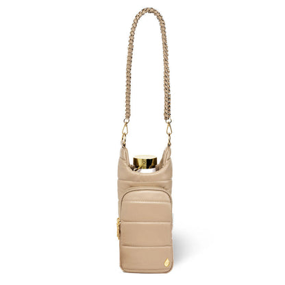 Taupe Vegan Leather Gold Chain Strap