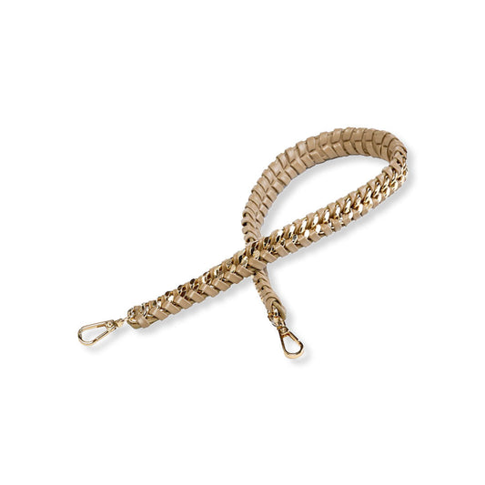 Taupe Vegan Leather Gold Chain Strap