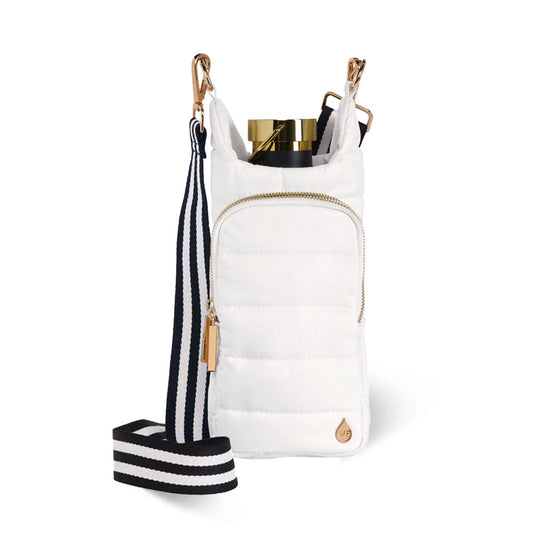 White Ripstop HydroBag® with Black and White Striped Strap