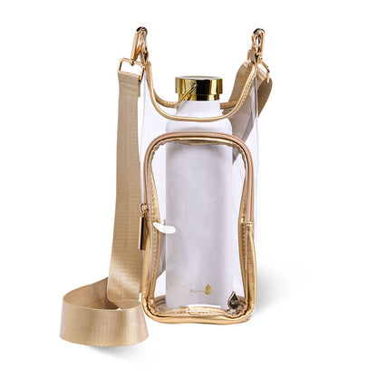 Clear HydroBag® Stadium with Gold Trim and Matching RFID Pouch