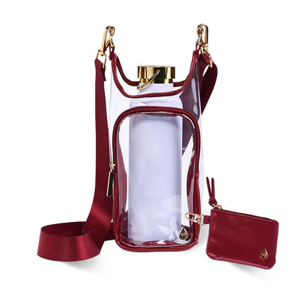 Clear HydroBag® Stadium with Maroon Trim and Matching RFID Pouch