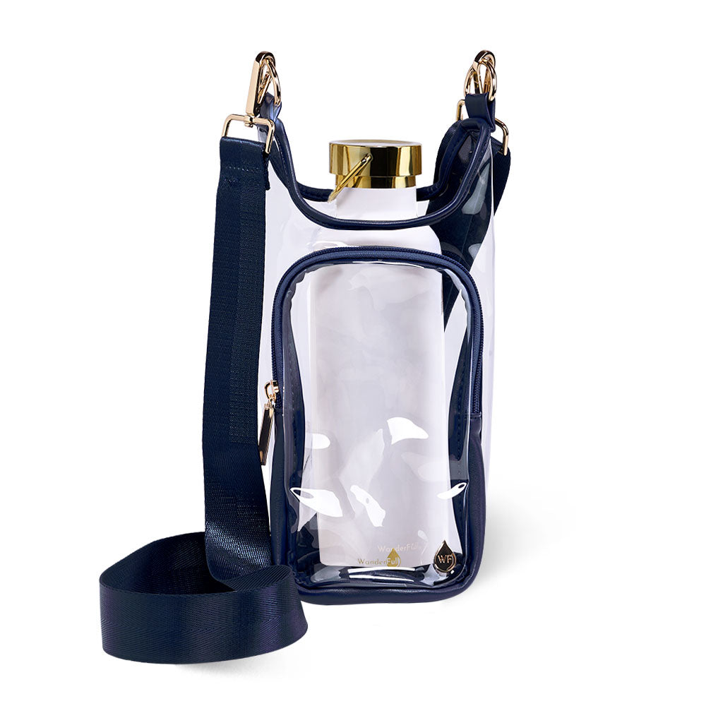 Clear HydroBag® Stadium with Navy Trim and Matching RFID Pouch