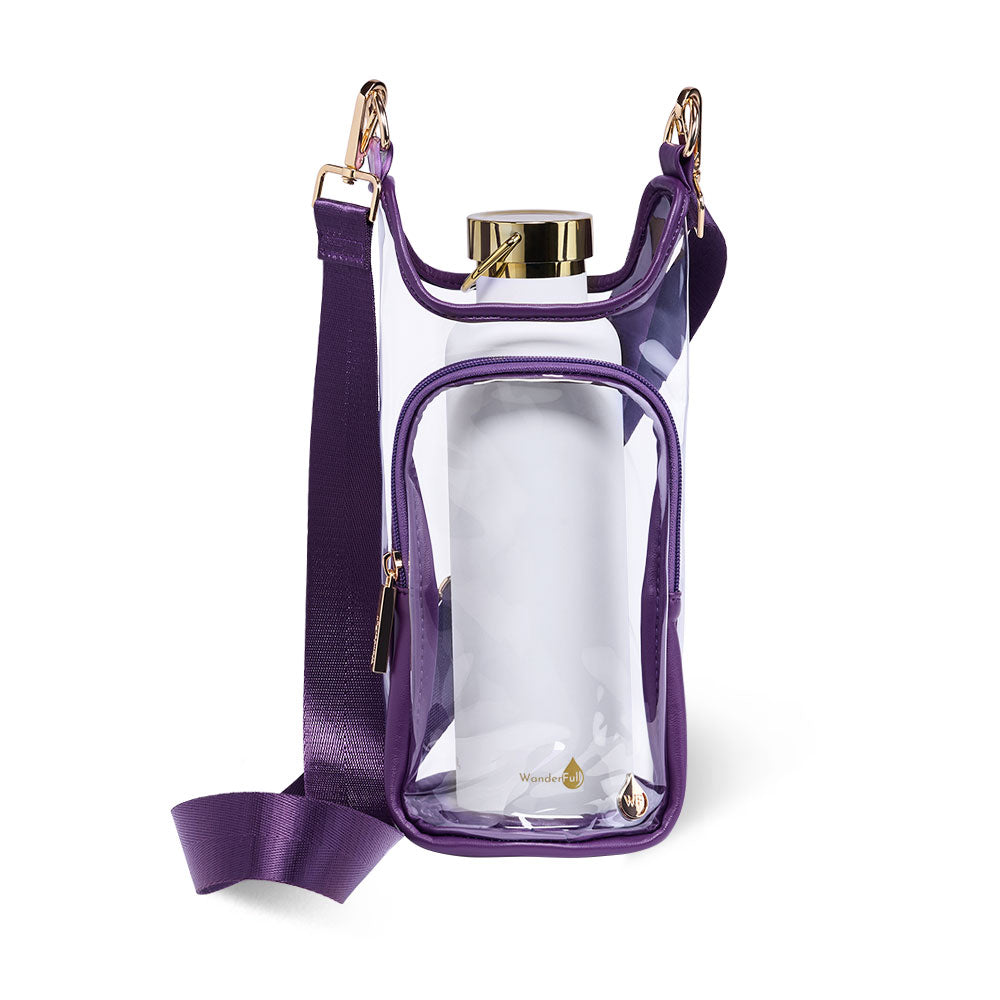 Clear HydroBag® Stadium with Purple Trim and Matching RFID Pouch