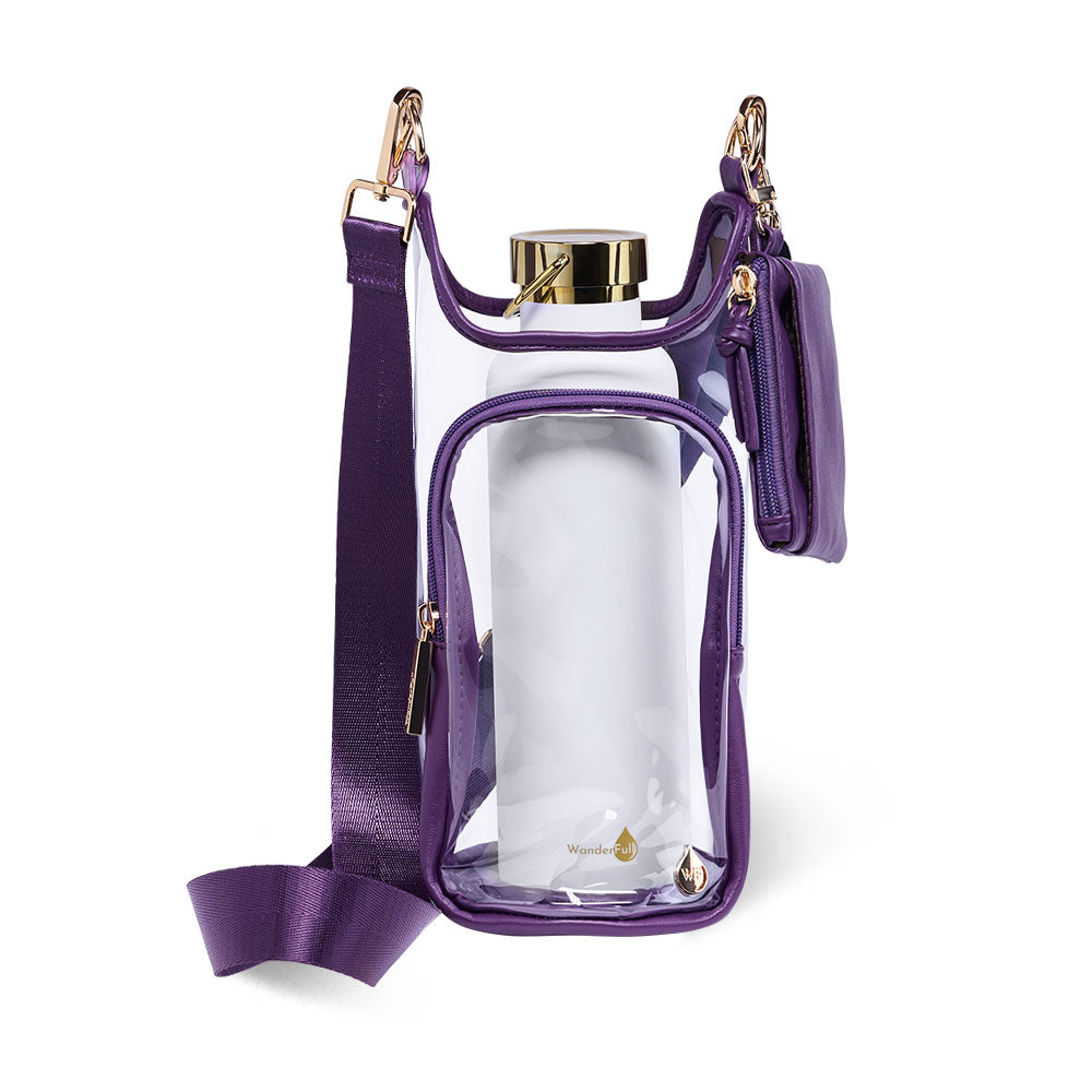 Clear HydroBag® Stadium with Purple Trim and Matching RFID Pouch