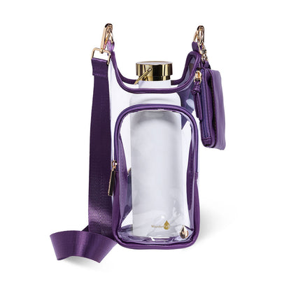 Clear HydroBag® Stadium with Purple Trim and Matching RFID Pouch