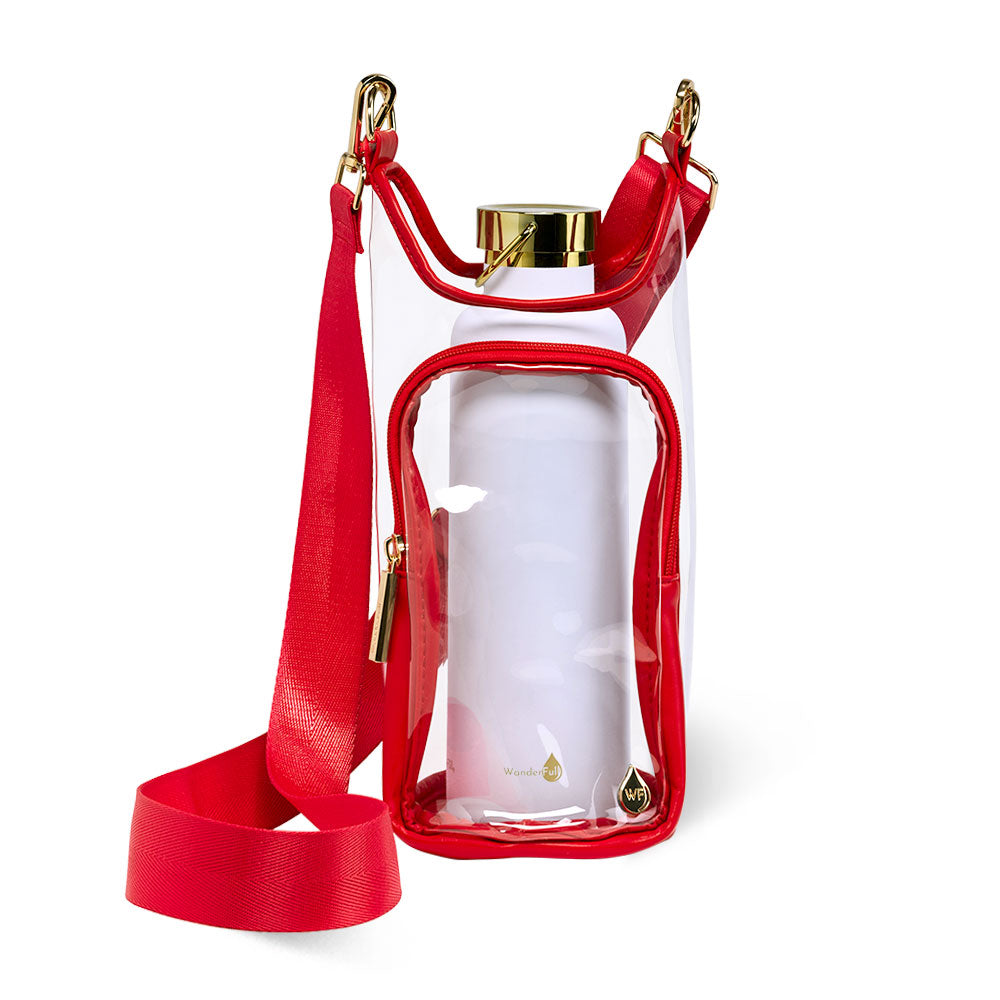 Clear HydroBag® Stadium with Red Trim and Matching RFID Pouch