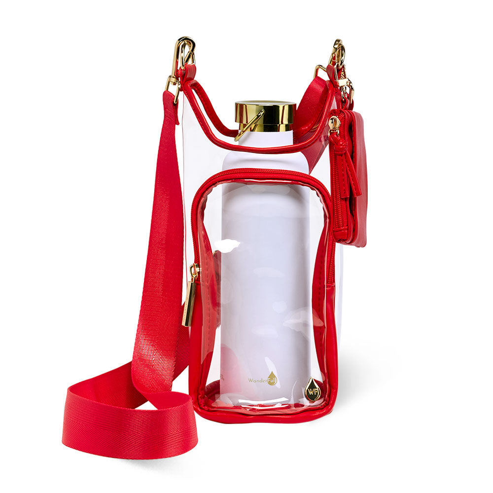 Clear HydroBag® Stadium with Red Trim and Matching RFID Pouch