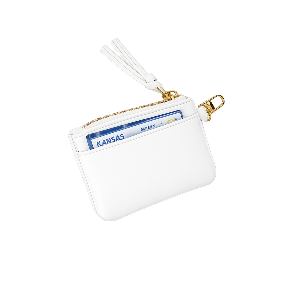 White Vegan Leather RFID Card Pouch