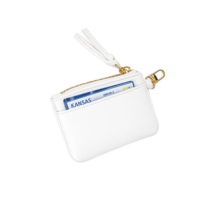 Clear HydroBag® Stadium with White Vegan Leather Trim and Matching RFID Pouch