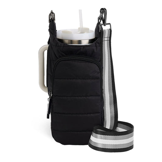 HydroBag® HANDLE®- Black Matte with Gray, Black, White Striped Strap