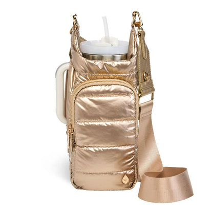 HydroBag® HANDLE®- Gold Shiny with Vegan Leather Trimmed Solid Strap
