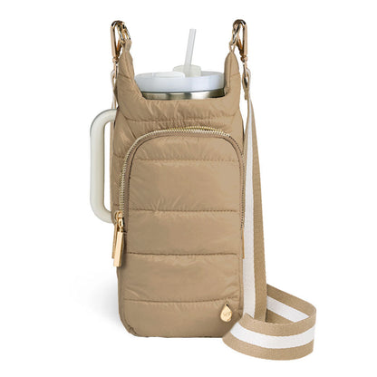 HydroBag HANDLE®- Khaki with Khaki and White Striped Strap and Gold Hardware