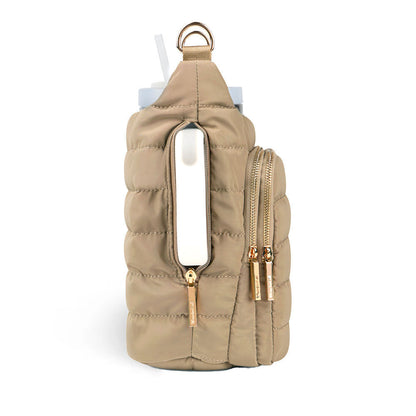 HydroBag HANDLE®- Khaki with Khaki and White Striped Strap and Gold Hardware