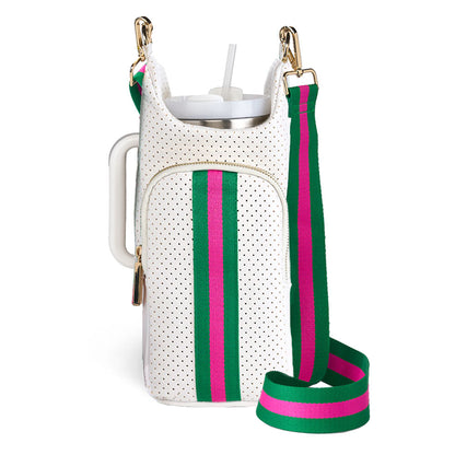 HydroBag® HANDLE®-White Coated Perforated Neoprene HydroBag® with Pink/Green Stripe