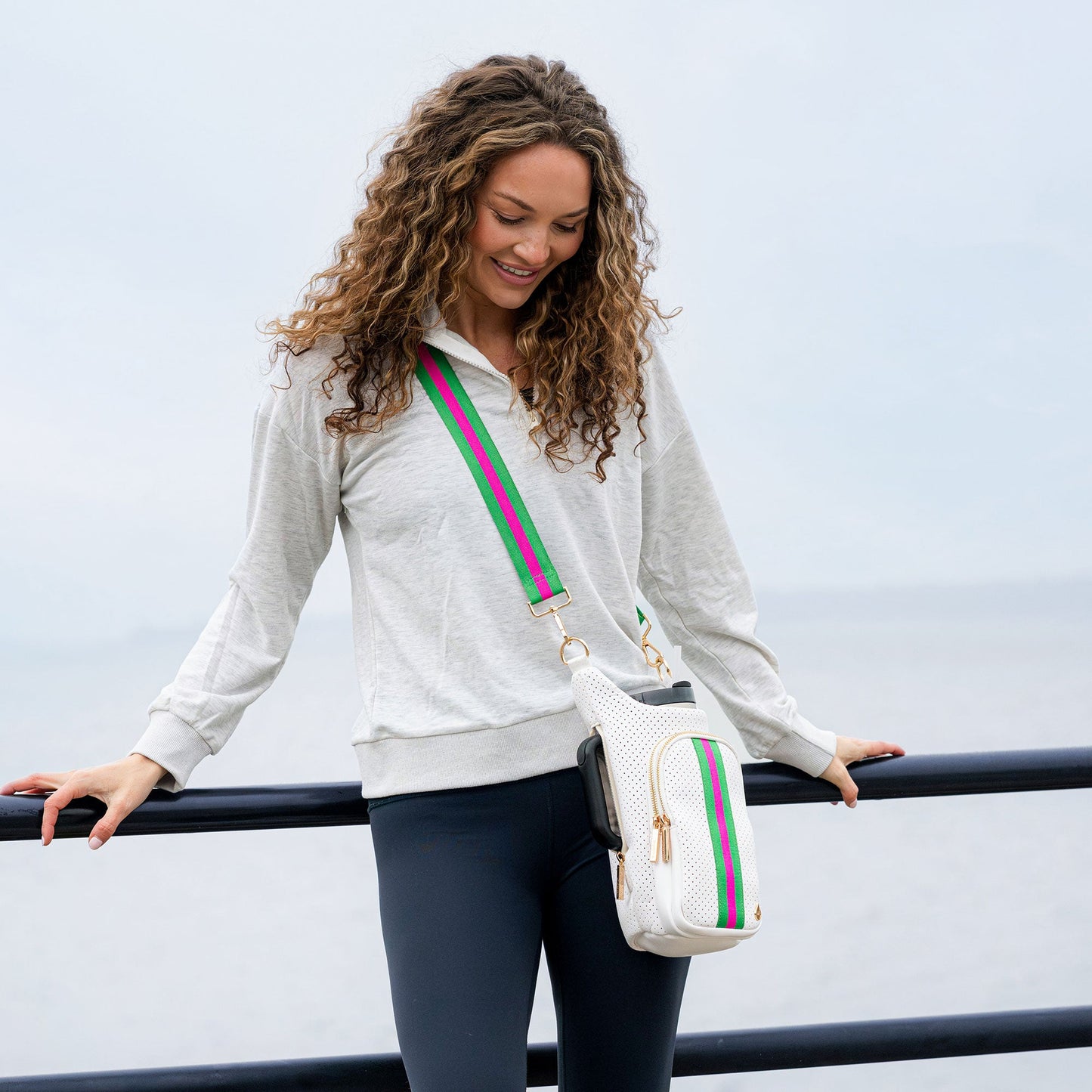 HydroBag® HANDLE®-White Coated Perforated Neoprene HydroBag® with Pink/Green Stripe