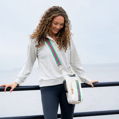 HydroBag® HANDLE®-White Coated Perforated Neoprene HydroBag® with Pink/Green Stripe