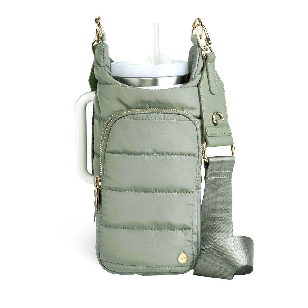 HydroBag® HANDLE® - Sage Green with Solid Vegan Leather Trimmed Strap