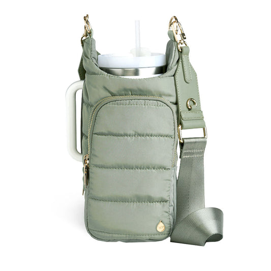 HydroBag® HANDLE® - Sage Green with Solid Vegan Leather Trimmed Strap